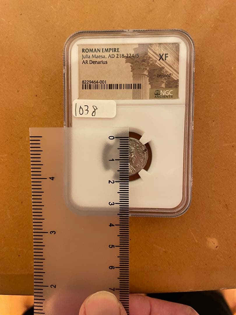 ローマ帝国 デナリウス銀貨　ジュリア・マエサ　NGC鑑定付き　XF