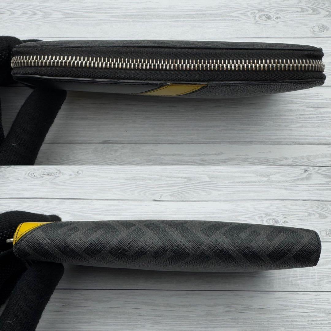 【美品】現行モデル　FENDI ダイアゴナル　ラウンドジップ　長財布　イエロー