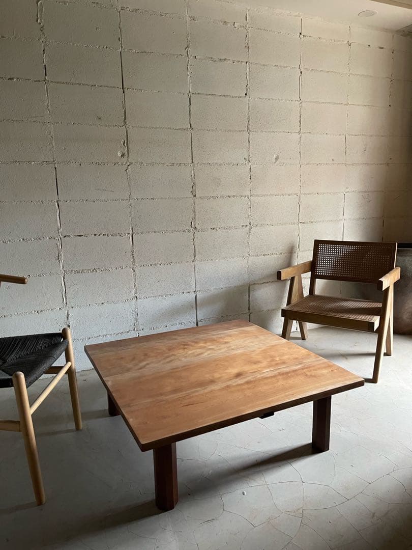 希少　松本民芸家具　ミズメザクラ　天然木無垢材　ローテーブル　センターテーブル