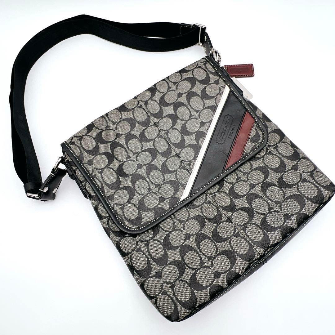 【美品】コーチ　COACH ショルダー バッグ　ヘリテージ　シグネチャー　黒
