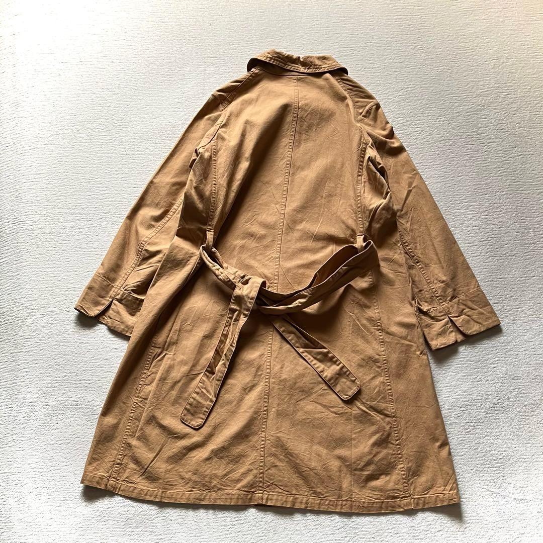 美品 45R ステンカラー ワンピース コート 丸襟 ベルト付き Aライン 2