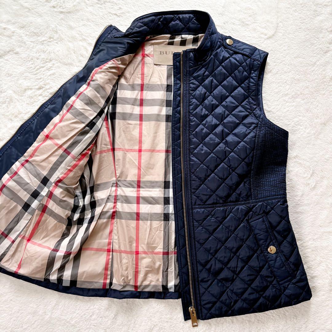 極美　バーバリーブリット　ノバチェック　メガ　キルティングベスト　ネイビー　XL