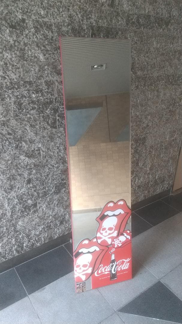 ミラー鏡コカコーラどくろローリングストーンズ安心してください割れてます貼ってます