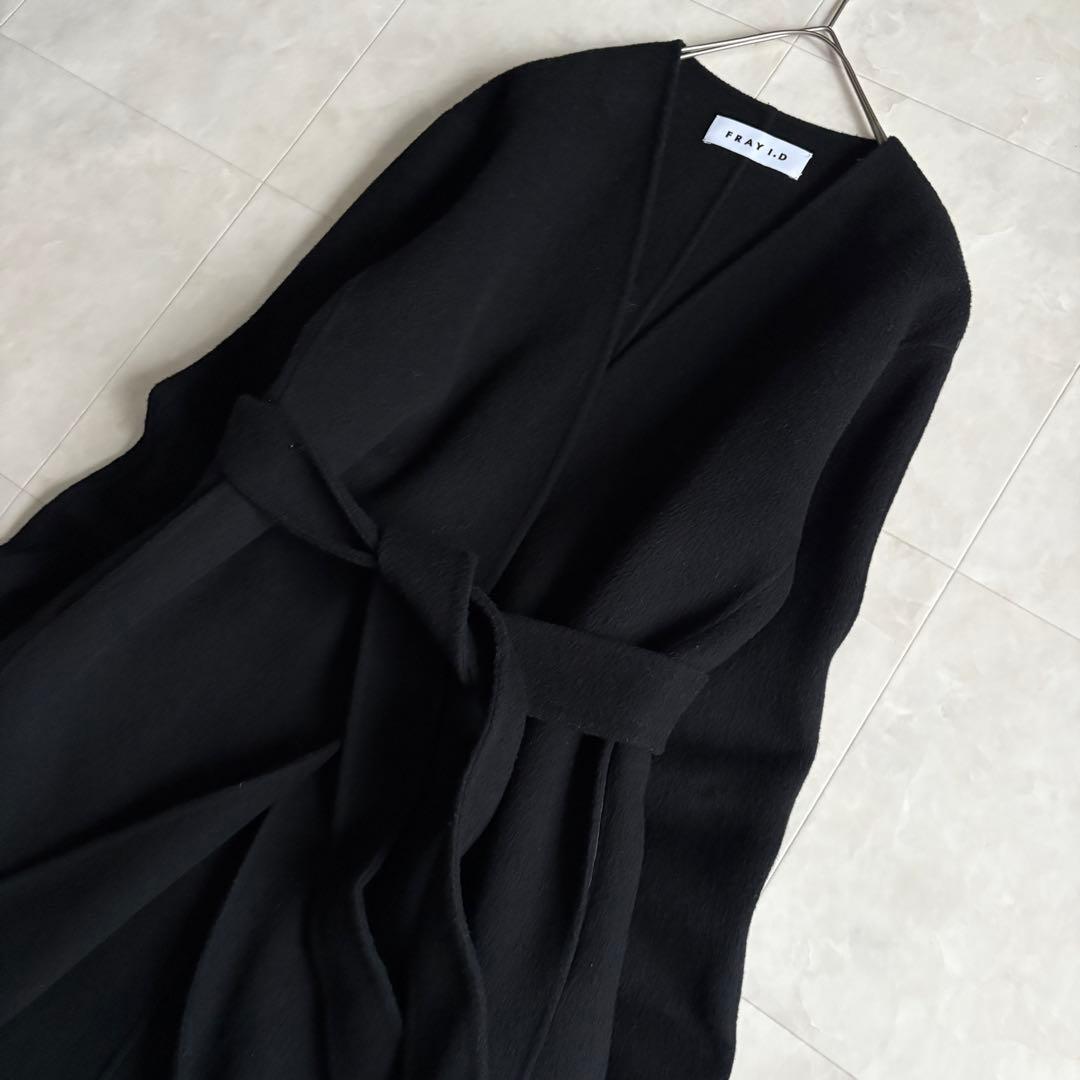 美品✨ FRAY I.D 10YEARリバーコート 黒0 尾州ウール ベルト付