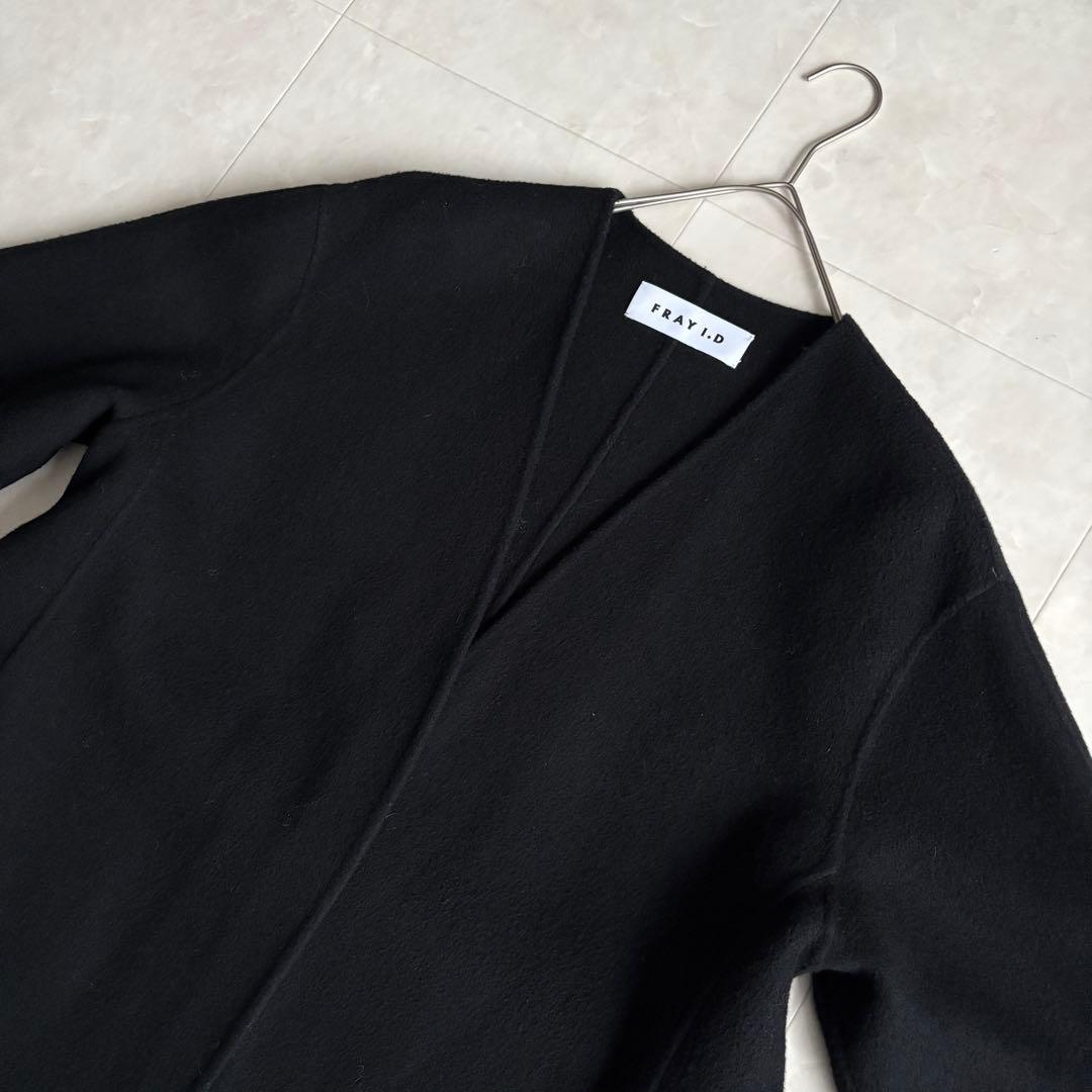 美品✨ FRAY I.D 10YEARリバーコート 黒0 尾州ウール ベルト付