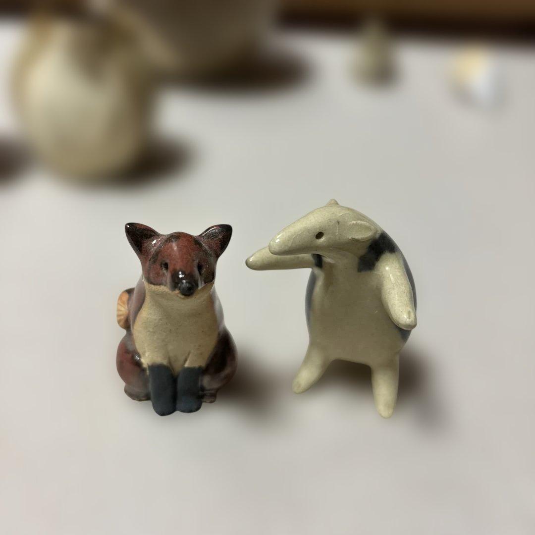 陶芸作家さん　ハリネズミお茶碗と一輪挿し、動物オブジェなど