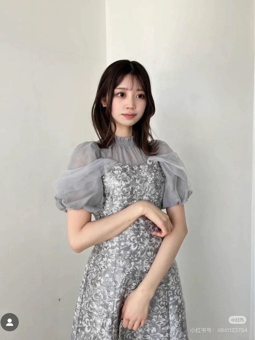 dazzlin シアーベールジャガードワンピース オケージョンドレス グレー S