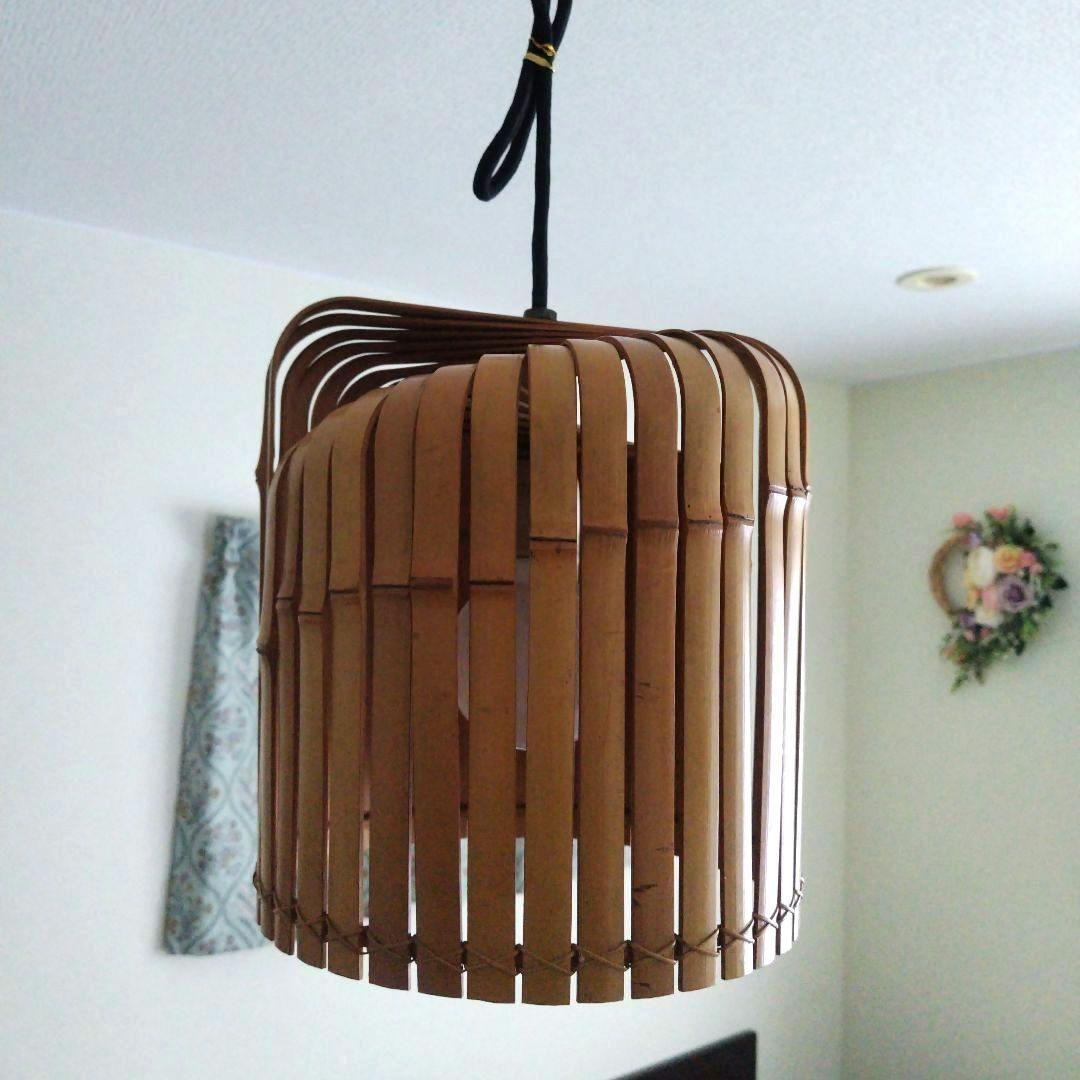 昭和レトロ当時物 1950-1970年物 バンブー 竹シェード ペンダントライト