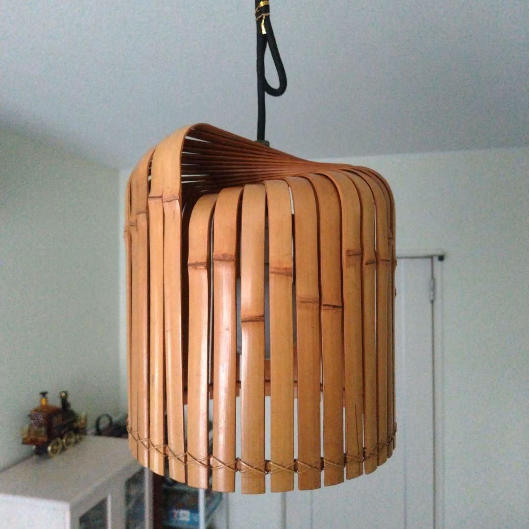 昭和レトロ当時物 1950-1970年物 バンブー 竹シェード ペンダントライト