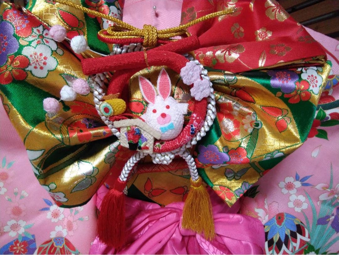 7歳向け・表側正絹・お着物のセット・帯リバーシブル