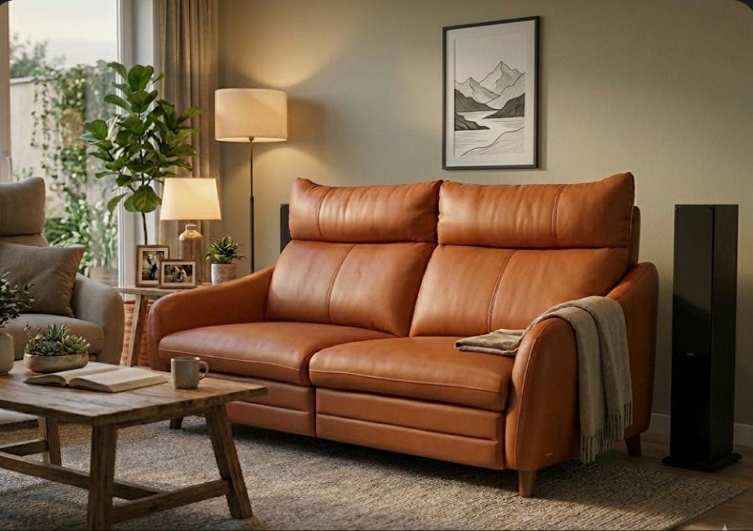 本革レザー 電動リクライニング2人掛けソファ　ヤマダデンキ×IDC大塚家具