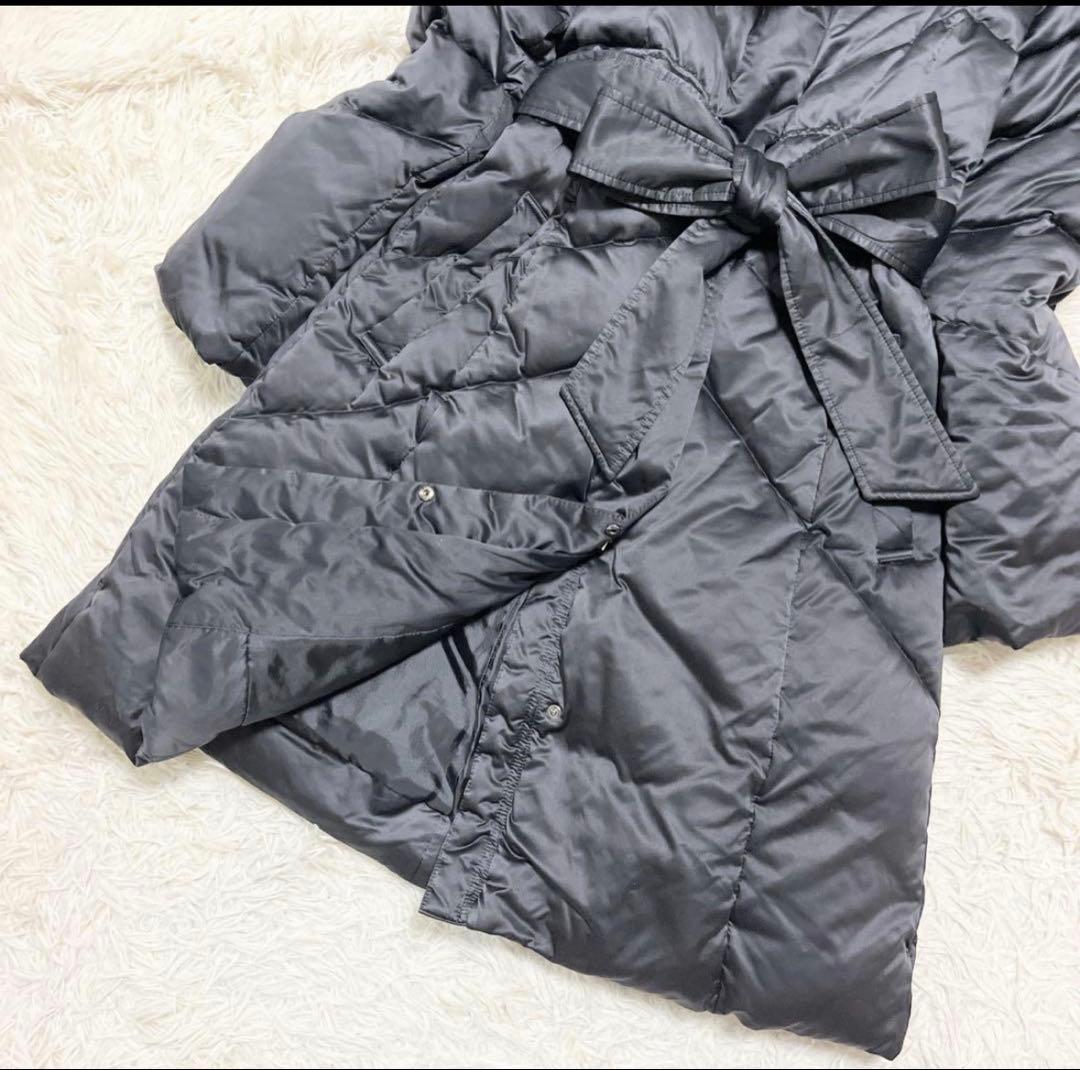 美品　ピンキー&ダイアン　黒　ダウンコート　Aライン　フォックスファー　美ライン