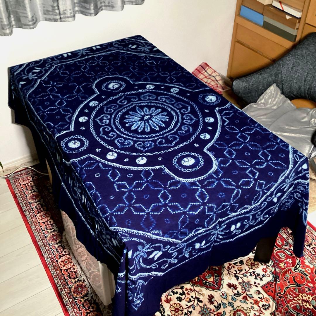 『フォロうー特価』　藍三昧 本草木染 テーブルクロス　2m 超大判