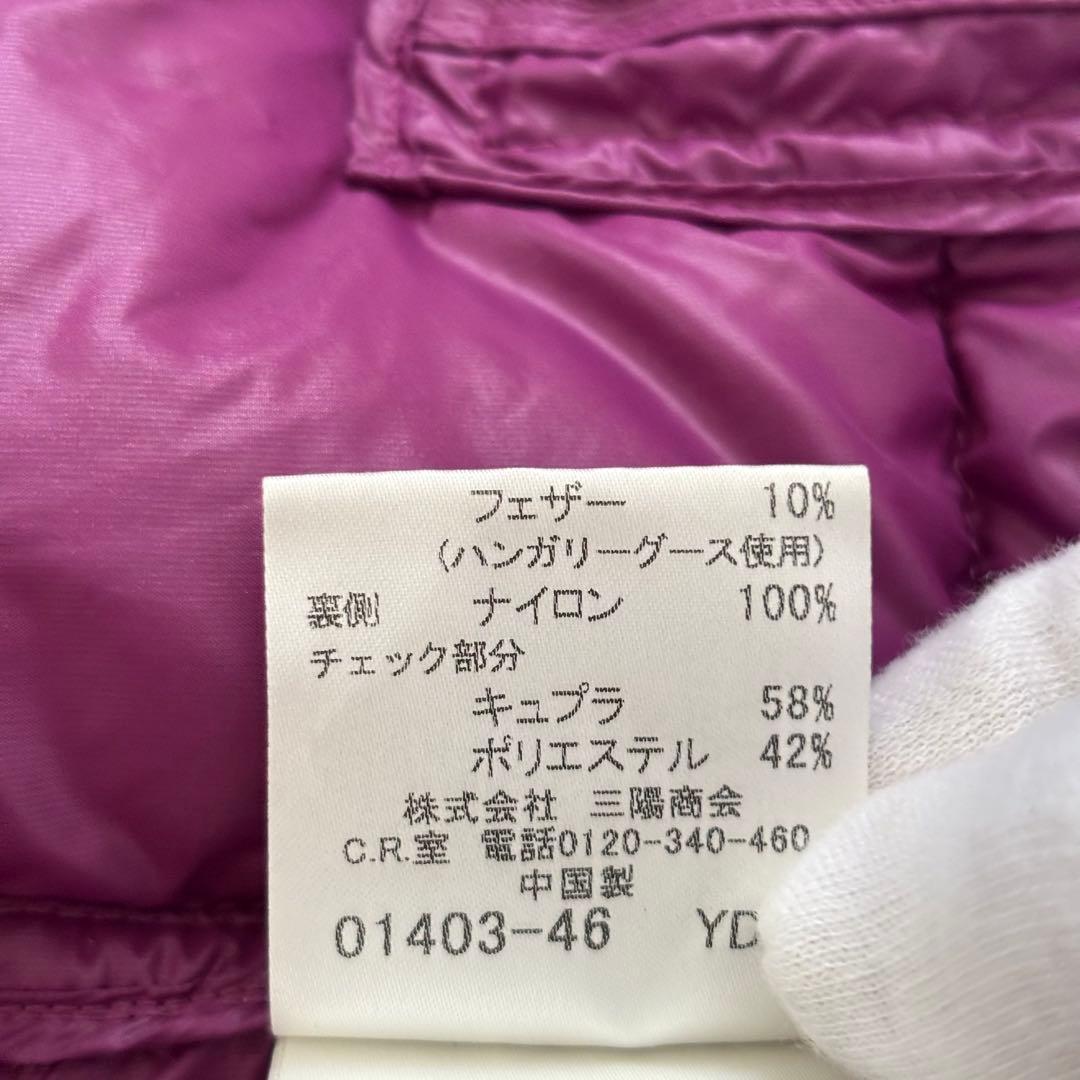 バーバリーロンドン ノバチェック ダウンジャケット レディース40 L パープル