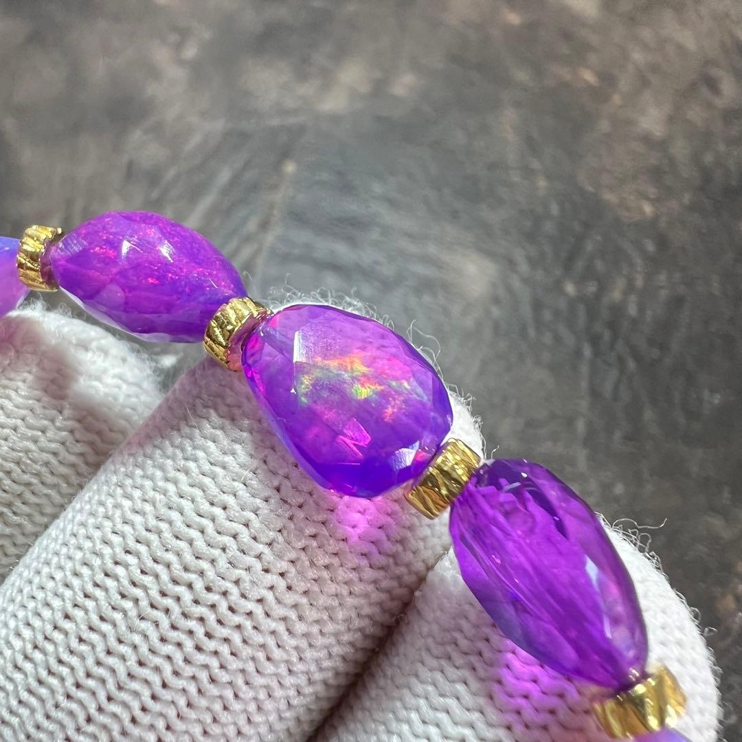 パープルファイヤーオパール　タンブルブレスレット　ラベンダー　2