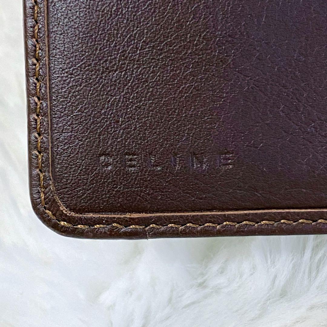 CELINE 二つ折り財布 デニム インディゴ レザー トリオンフ キャンバス