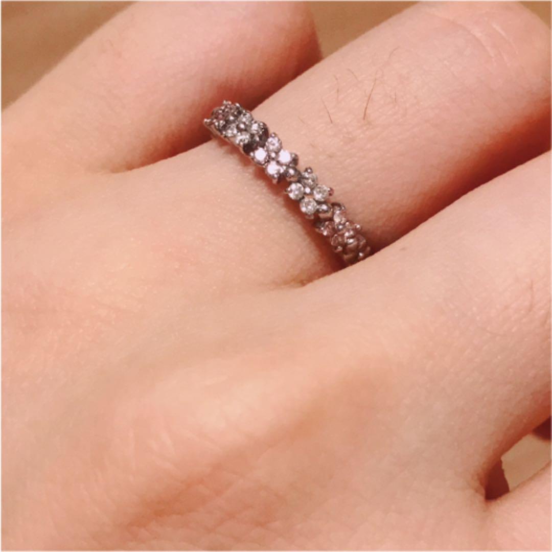 お値下げ中♡ピンクダイヤモンド フラワー　リング k18WG