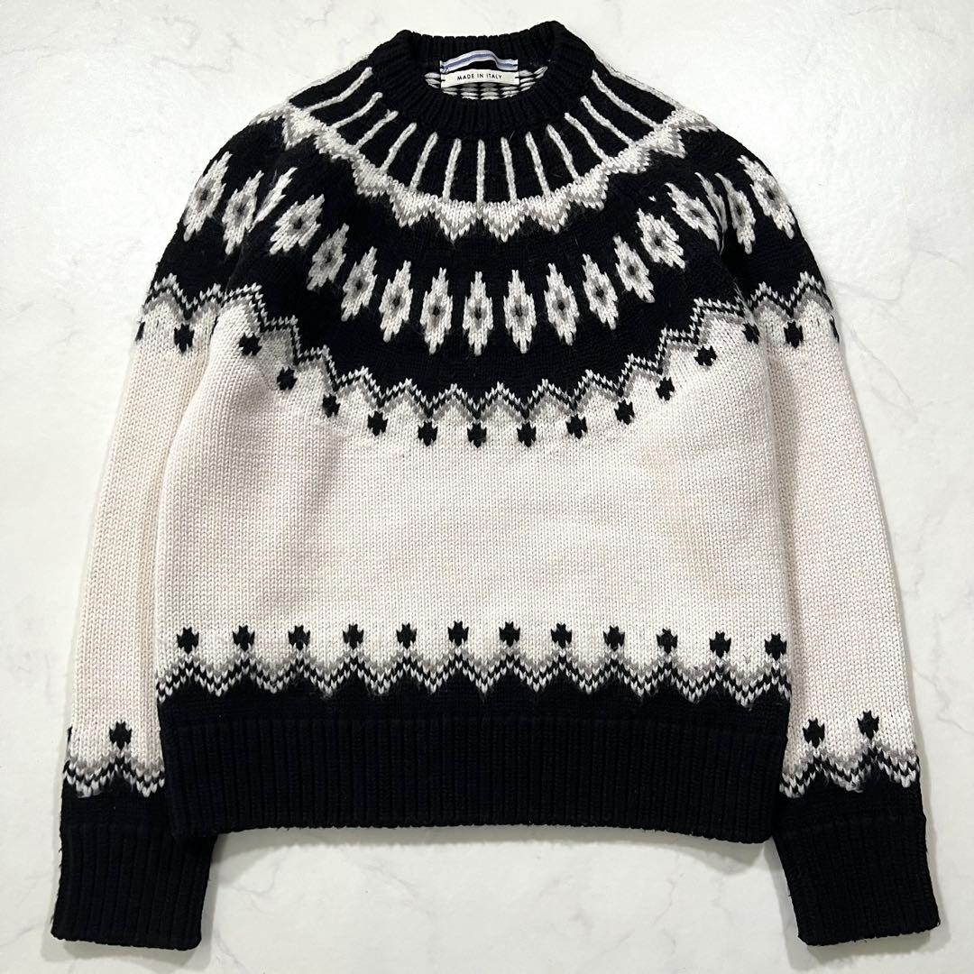 クリスタセヤ ノルディック オーバーサイズ ニット ウール ホワイト ブラック