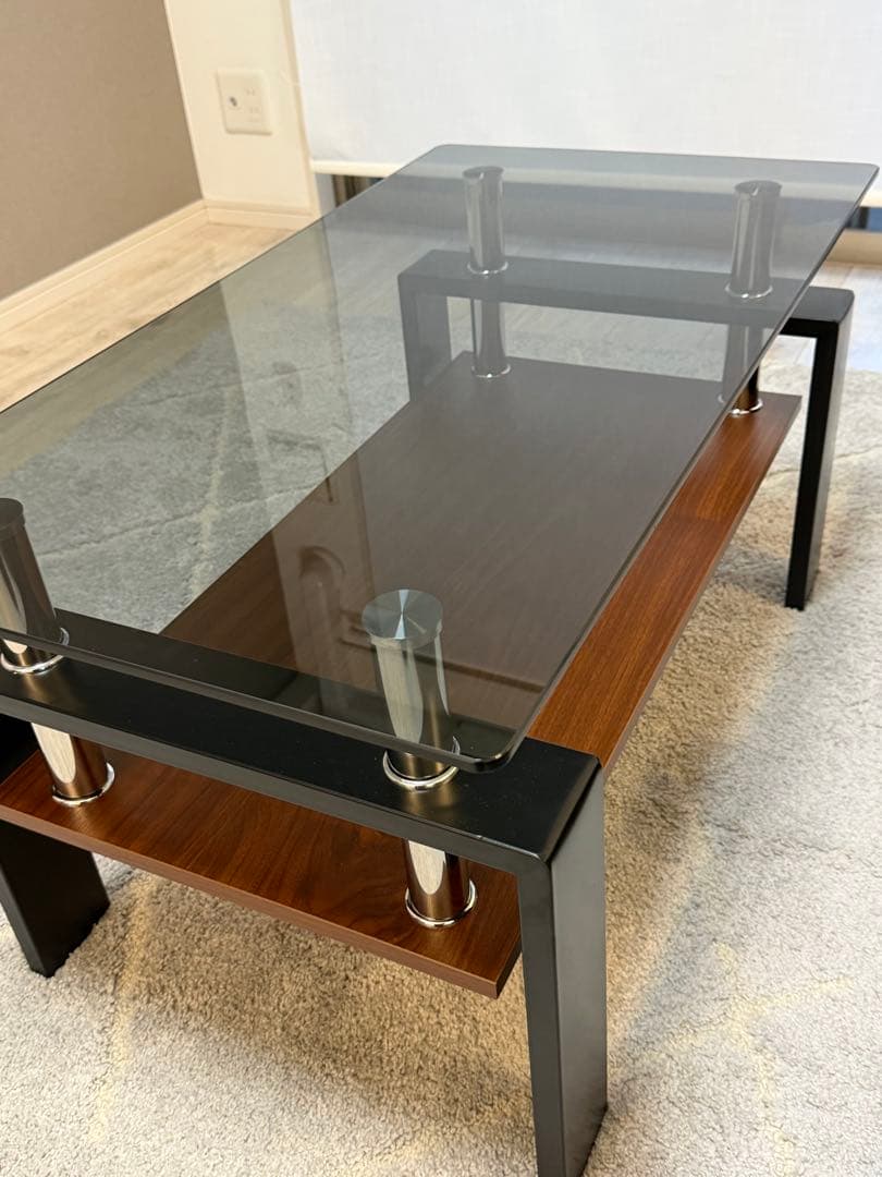 モダンガラス木製コーヒーテーブル
