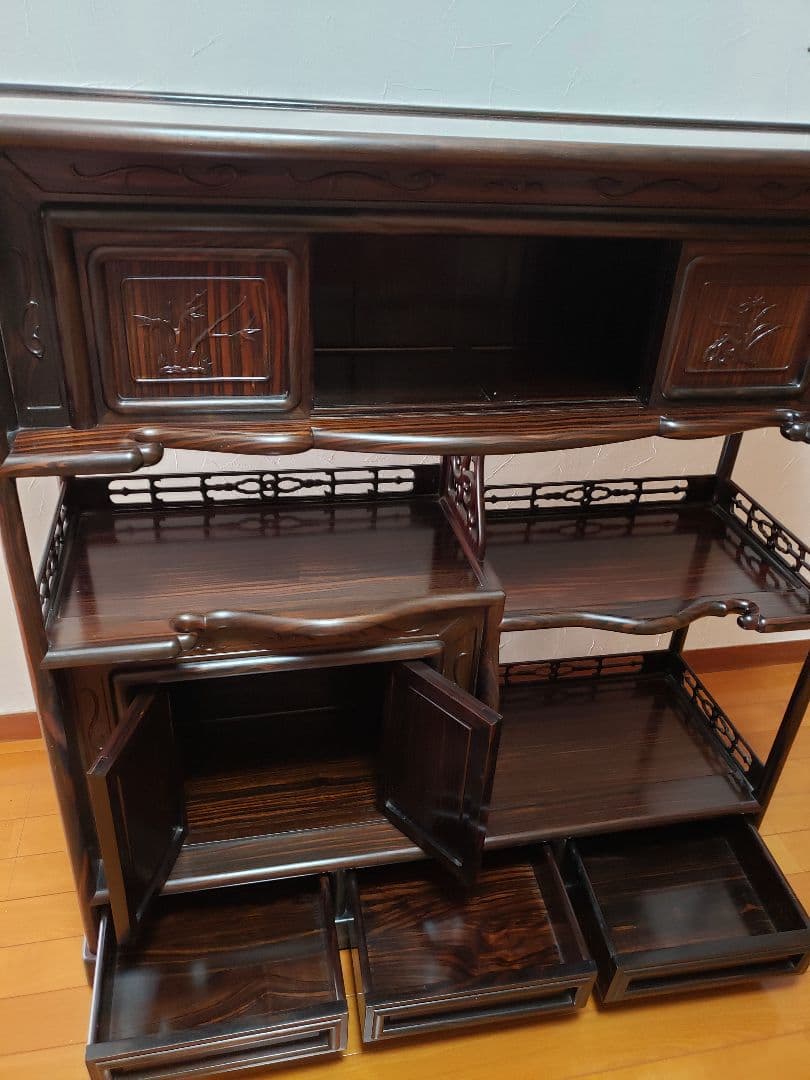 透かし彫り 飾り棚 紫檀 インテリア 収納