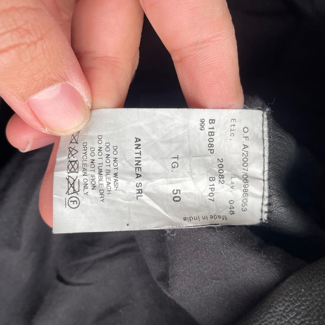 00s emporio ARMANI シングルライダース　レザージャケット　深緑