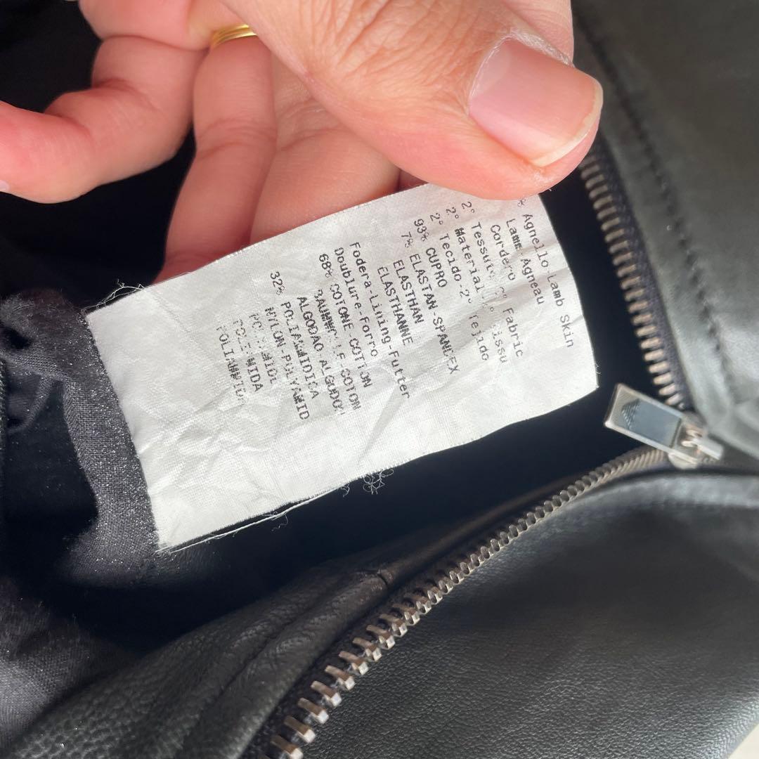 00s emporio ARMANI シングルライダース　レザージャケット　深緑