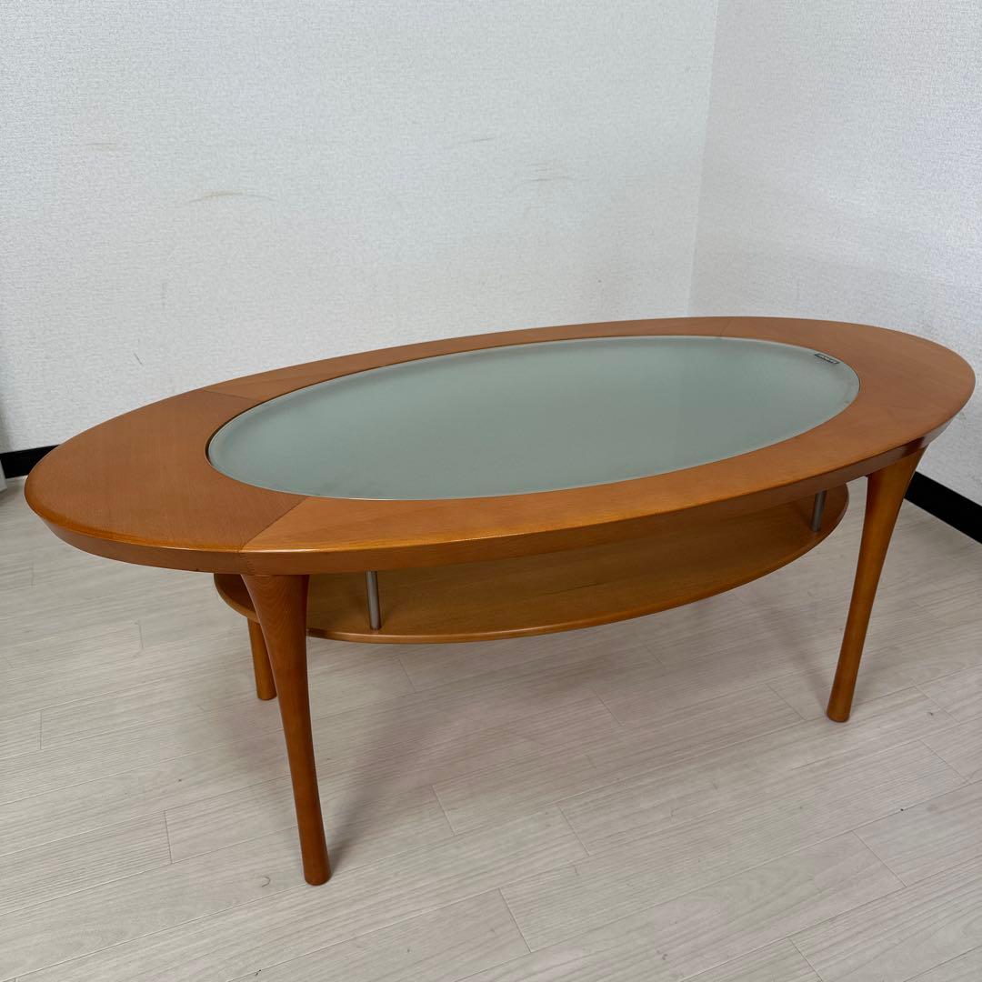 カリモク ガラス センターテーブル リビングテーブル オーバル 楕円 i1※