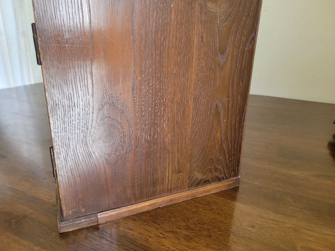 飾り棚　昭和レトロ　アンティーク　インテリア戸棚　モールガラス　当時物