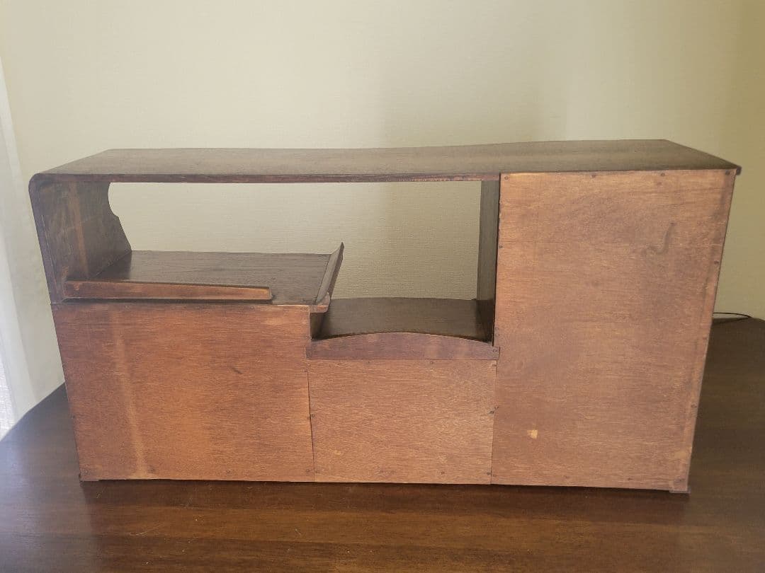 飾り棚　昭和レトロ　アンティーク　インテリア戸棚　モールガラス　当時物