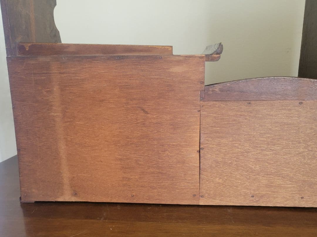 飾り棚　昭和レトロ　アンティーク　インテリア戸棚　モールガラス　当時物