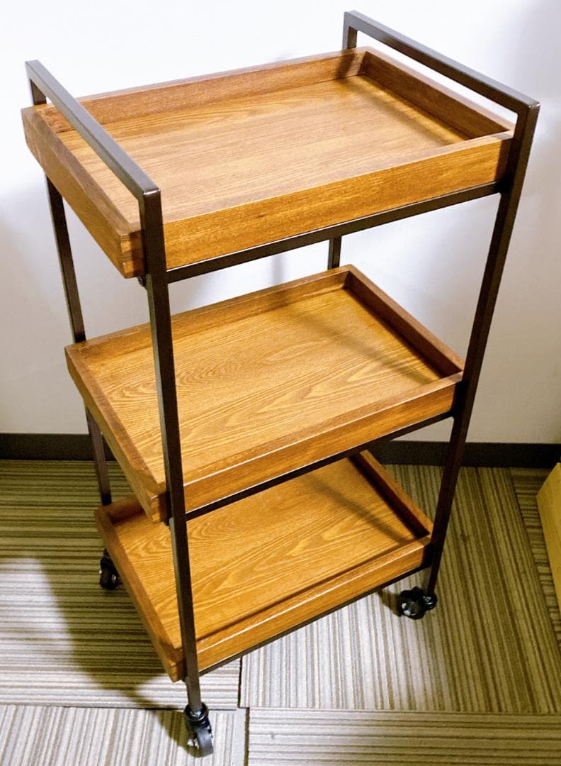 セブンエステ エイジングウッドワゴ3段 キャスター付 ダークブラウン