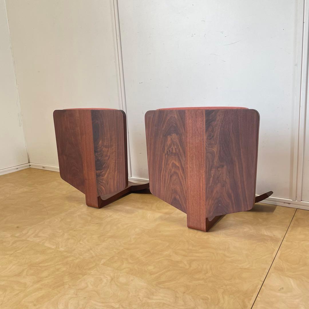 匠工芸 座椅子2脚① ウォールナット 無垢 天然木 旭川家具 チェア 椅子 イス