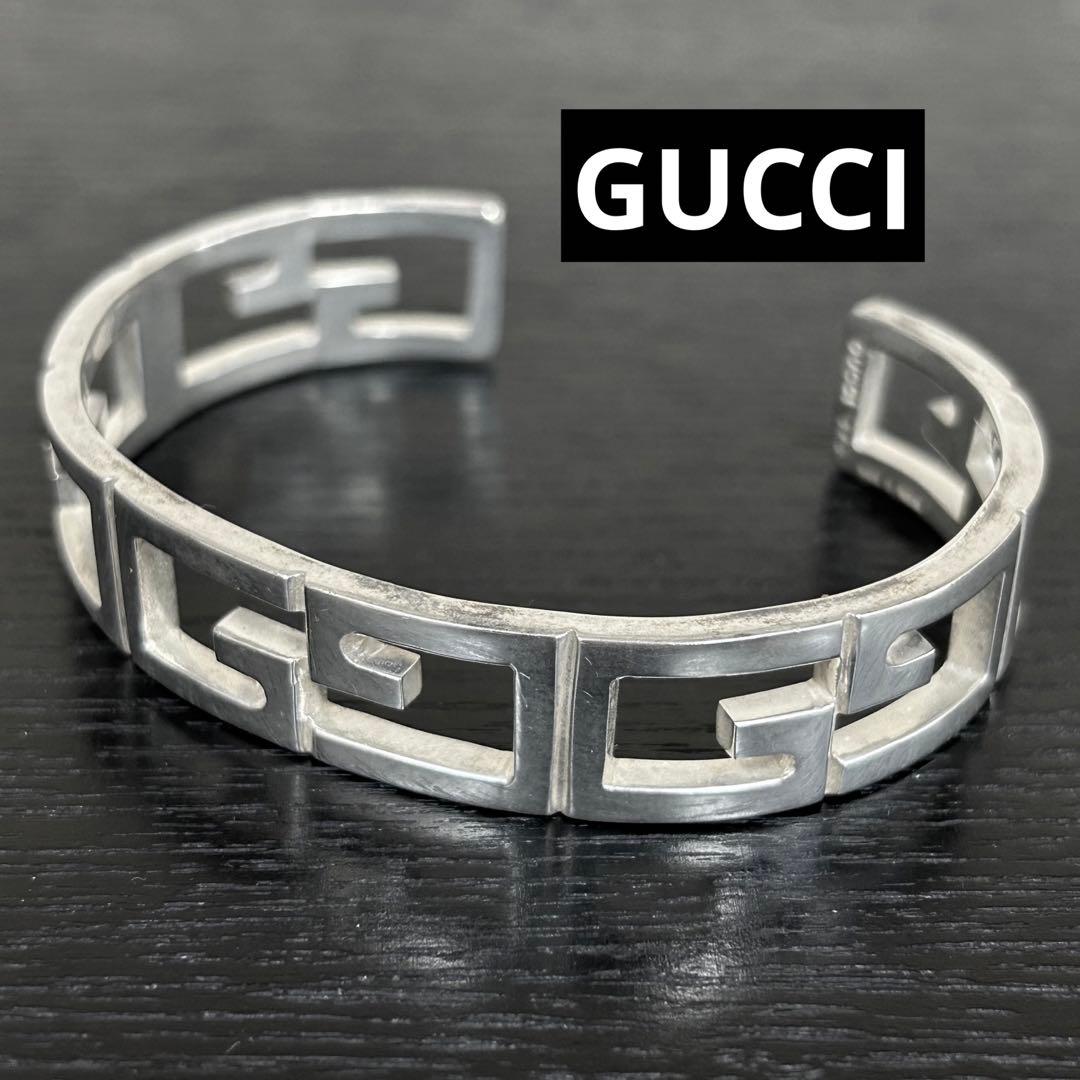 グッチ　カフバングル　Gロゴ　希少　ヴィンテージ　シルバー925 メキシコ製