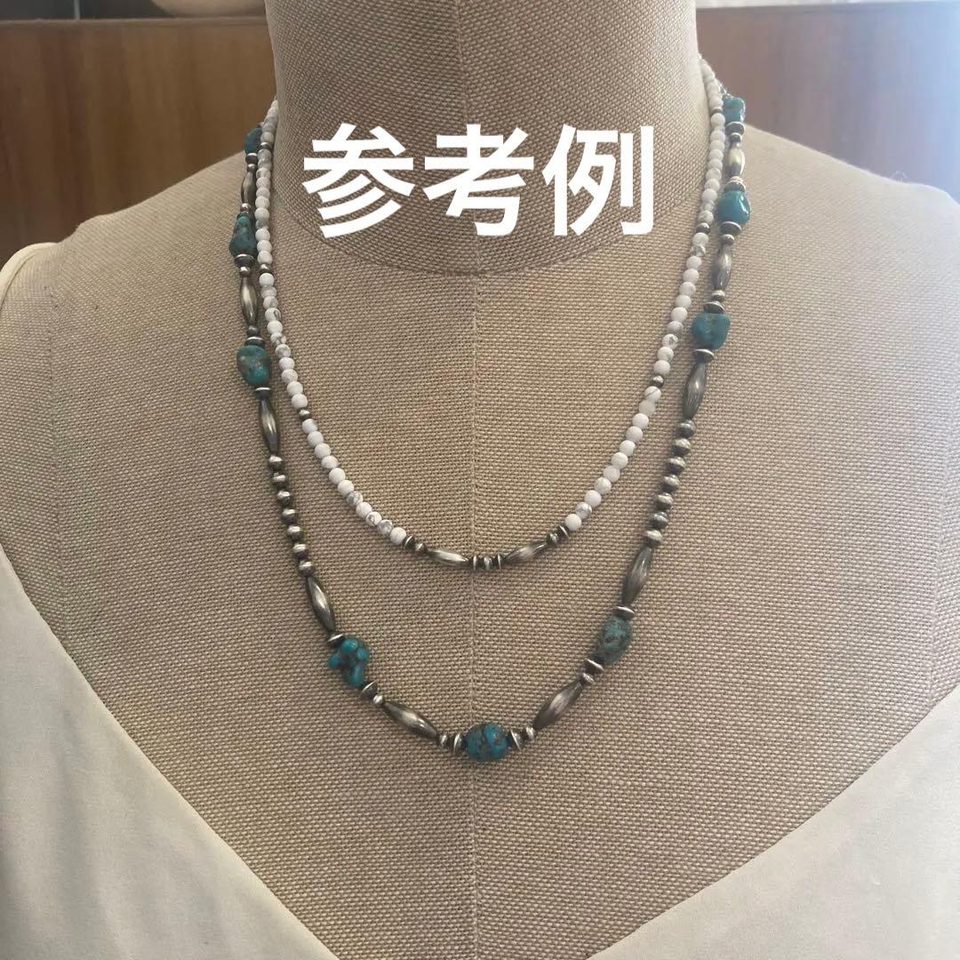 550 小粒ホワイトターコイズとSV925製ナバホパールのオリジナルネックレス