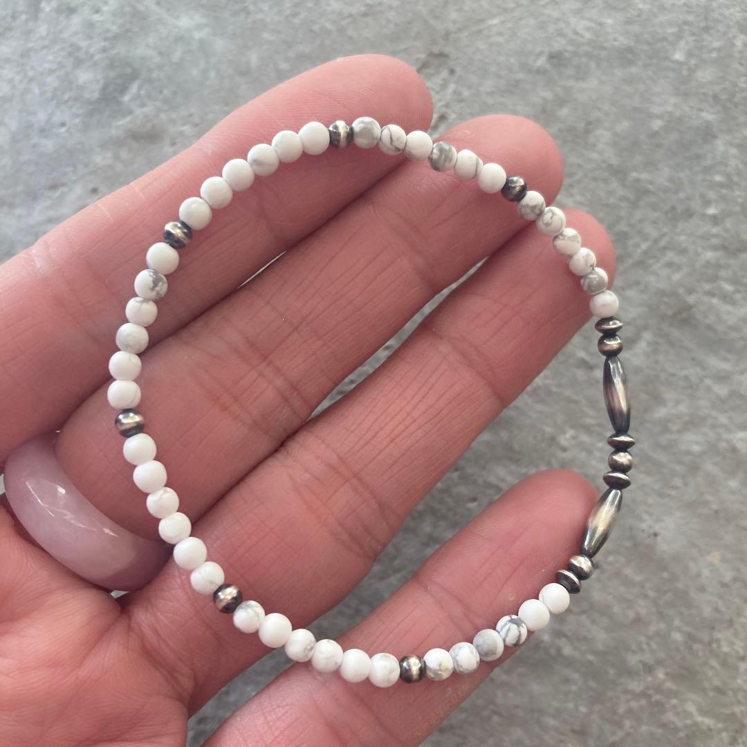 550 小粒ホワイトターコイズとSV925製ナバホパールのオリジナルネックレス