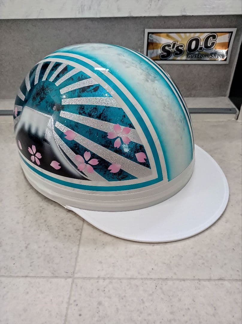 カスタムコルク半　Candyターコイズブルーラップ富士日章　七色ラメ