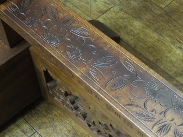 伝統工芸 軽井沢彫り 桜 彫刻 姿見 定価35万円/ミラー/鏡台/鏡