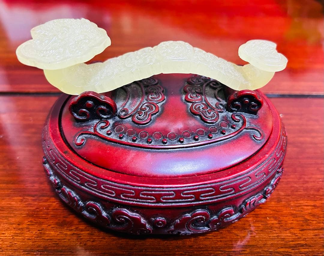 清時代　骨董品 朱肉　玉如意
