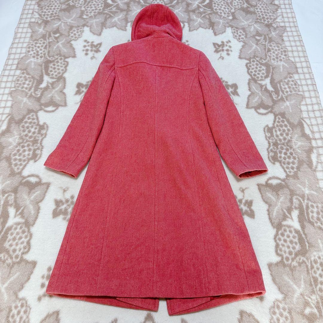 バーバリーブルーレーベル ダッフルコート ロング ウール ノバチェック フード