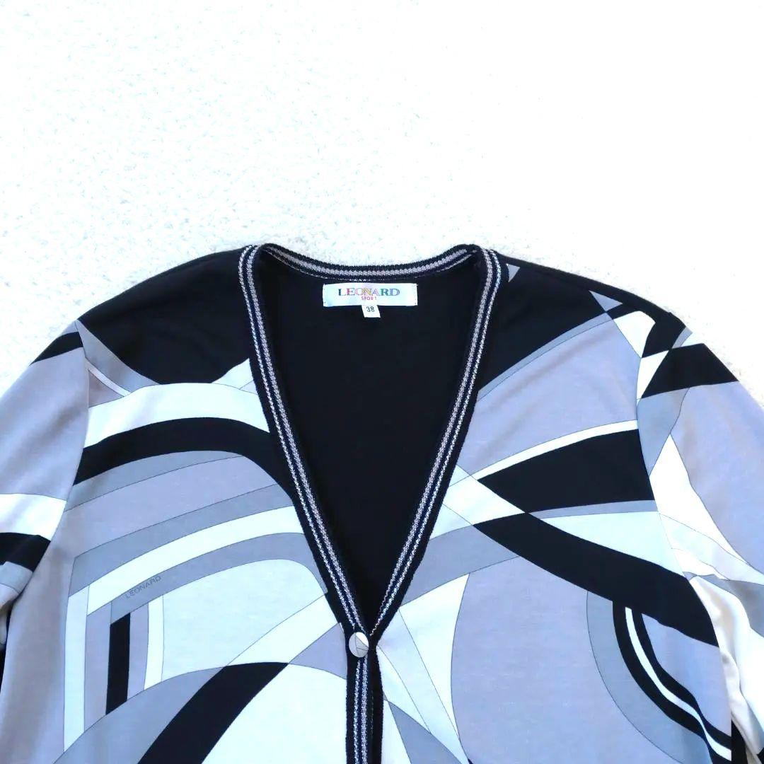 レオナールスポーツ　総柄　カーディガン　ニットコンビ　長袖　38　M