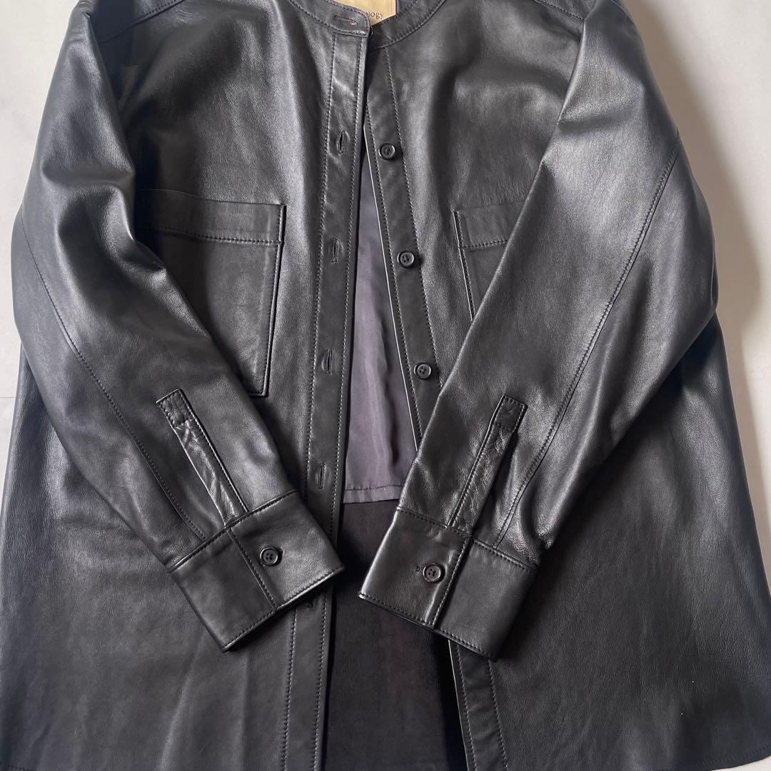 極美品✨ カレンソロジー レザーバンドカラーシャツジャケット ラムレザー 上質