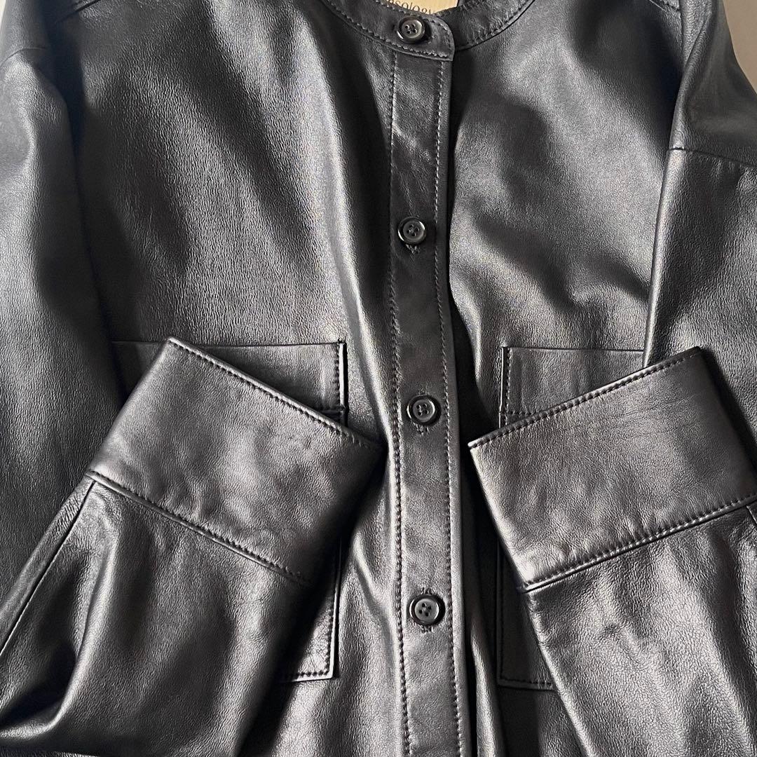 極美品✨ カレンソロジー レザーバンドカラーシャツジャケット ラムレザー 上質