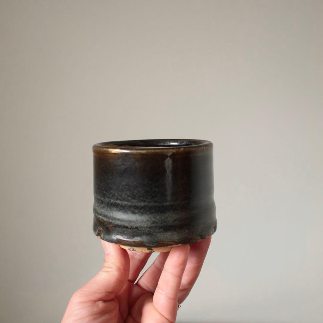 壺屋 褐釉 火入 筒茶碗 古美術 古道具 アンティーク 壺屋焼