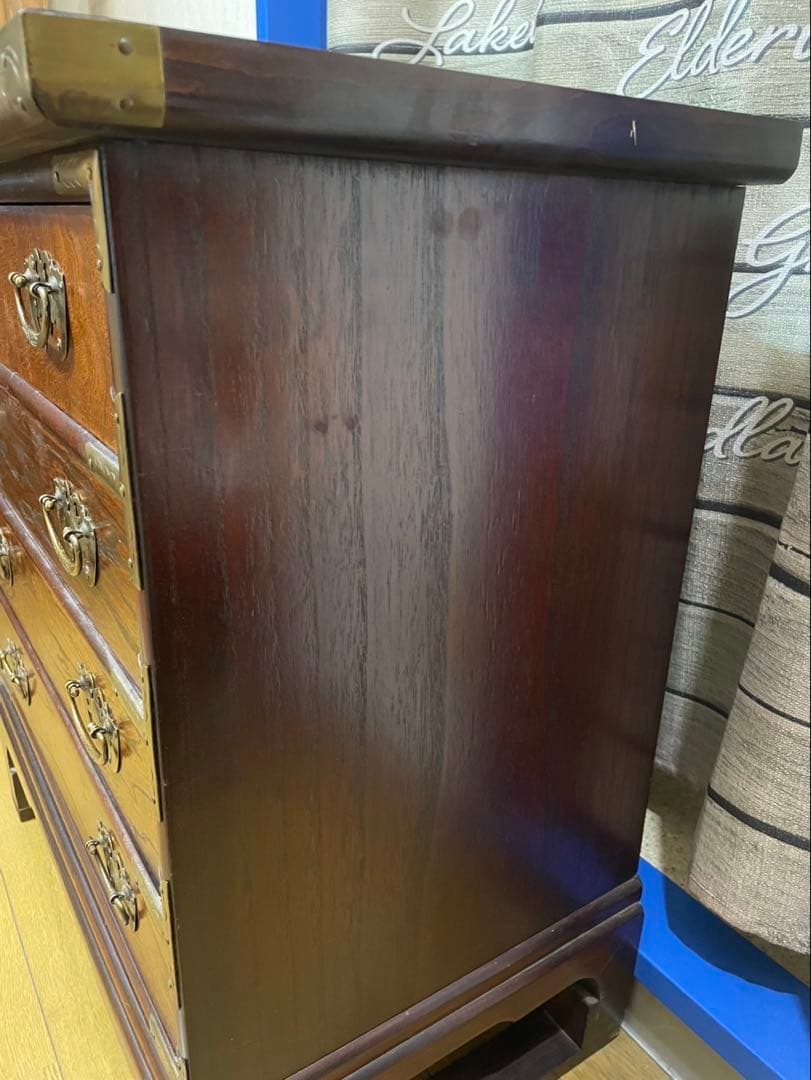 脚付アンティーク和箪笥4段 金具取手引き出しチェスト和モダン