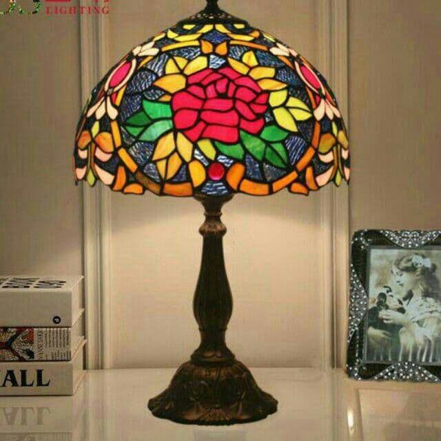 欧米風 ステンドランプ ステンドグラス アンティーク 花柄