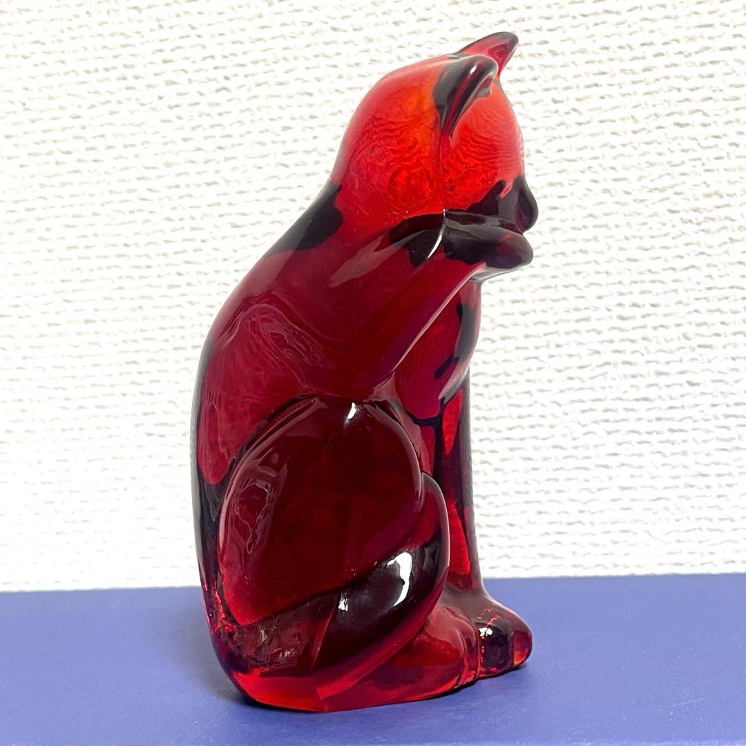 【希少品】FENTON CAT フェントン ガラス 置物　ワインレッド
