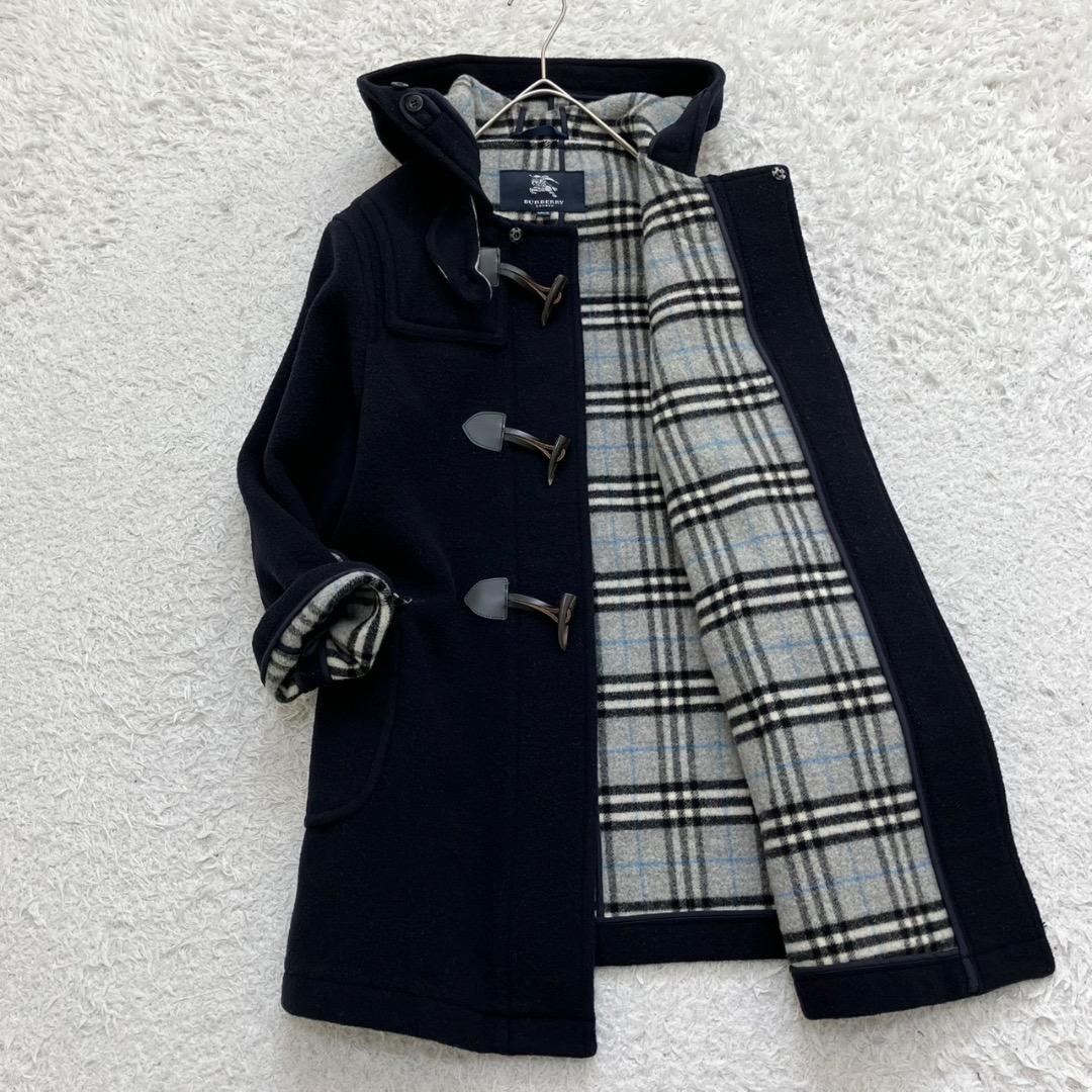 バーバリーロンドン ダッフルコート 130 キッズ ノバチェック 紺 ネイビー