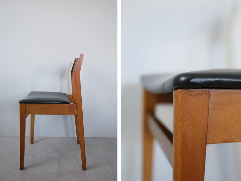 英国ヴィンテージチーク古木ダイニングチェア/椅子イス/モダン(92-259-1)