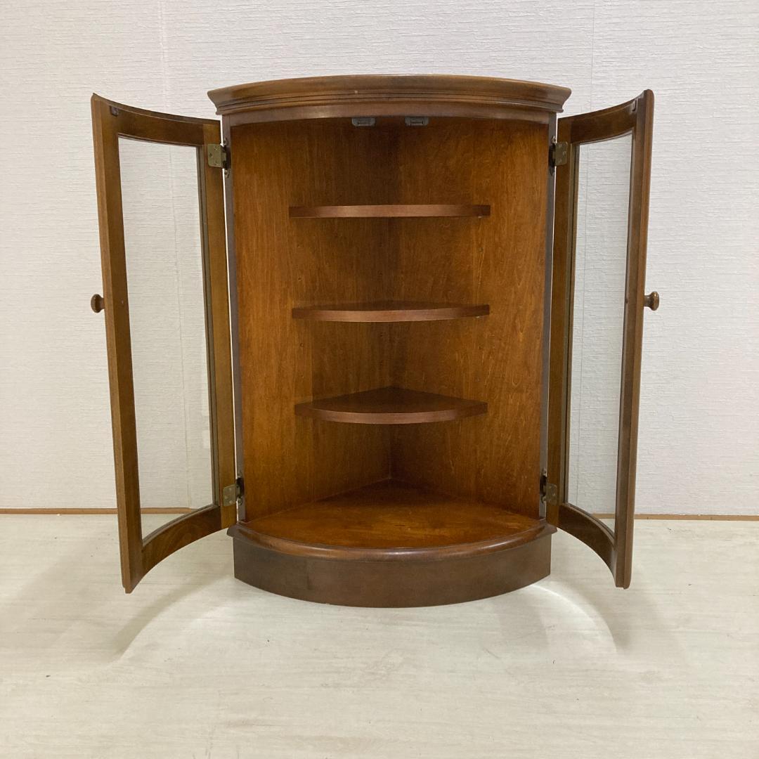 【オールドカリモク】コーナーキャビネット　ガラスキャビネット　ラック　飾り棚