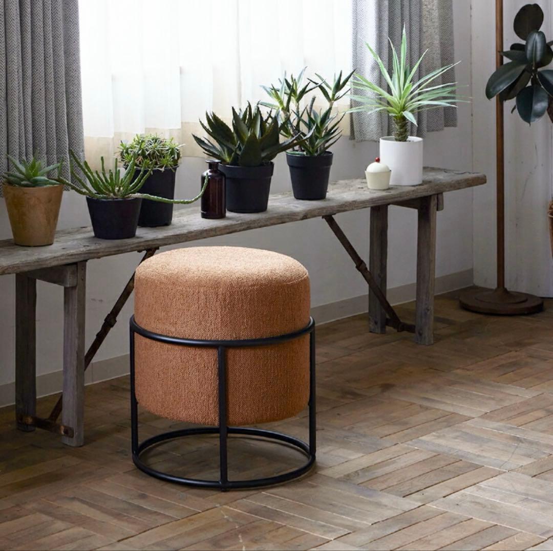 CAPPS 円形ファブリックオットマン・スツール グレー　幅45cm